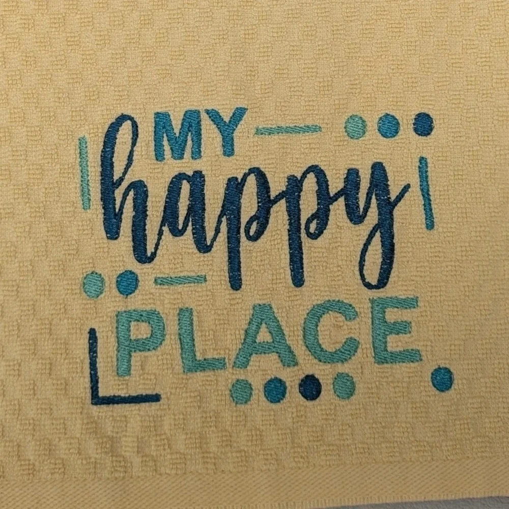 My Happy Place Kitchen Bath Bar Tea Hand Towel Great Gift Idea!